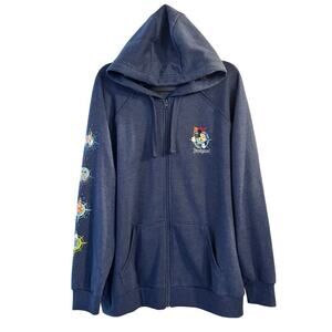 Disney World Parks Map Full Zip Up Hoodie Size 2X Blue Mickey Mouse Hidden